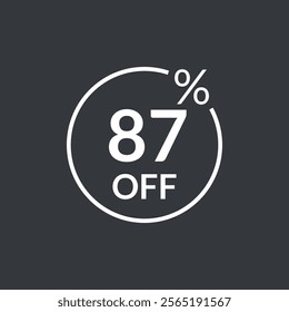 87% off. Eighty seven percent off emblem icon. Discount flat modern icon. Vector illustration.