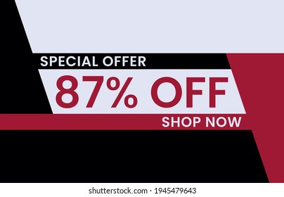 87% off Modern concept design. Sale banner template design, Big sale special offer. End of season special offer banner