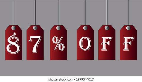 87% de descuento en cupones rojos para ofertas especiales de descuento.
