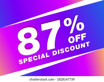 87% OFF Sale Discount Banner. Discount offer price tag. 87% OFF Special Discount offer