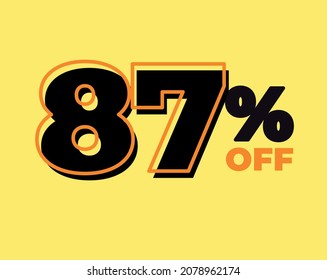 87% off tag eighty seven percent discount black friday sale black letter yellow background