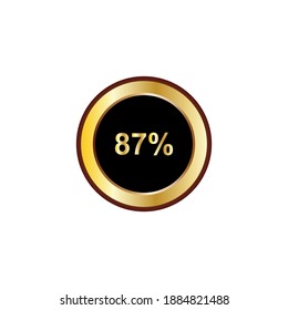 87 percent sign in gold color isolated on white background, illustration