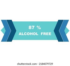 87% percentage alcohol free fantastic rectangle shape design element vector illustration for label promo sign isolated on white background with fantastic font and blue color 