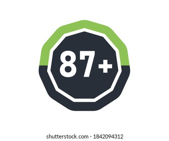 87 más aislados en un fondo blanco. Número de más de 87 