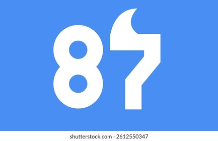 87 Shark Logo Number Simple Modern Blue