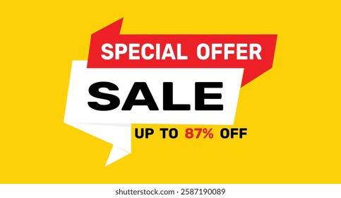 87% special offer discount icon vector design background