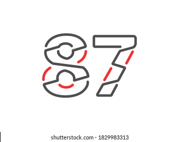 87 vector number. Modern trendy, creative style line design. For logo, brand label, design elements, corporate identity, application etc. Isolated vector illustration          