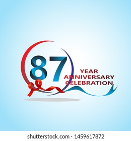 87 Year Anniversary celebration Vector Template Design Illustration