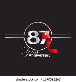 Celebración de 87 años Vector Plantilla Diseño Ilustración