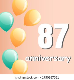 87 year anniversary celebration, vector design for celebrations, invitation cards and greeting cards