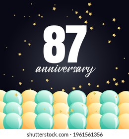 Celebración del 87 aniversario, diseño vectorial para celebraciones, tarjetas de invitación y tarjetas de felicitación