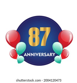 87 year anniversary celebration, vector design for celebrations, invitation cards and greeting cards