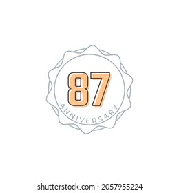 87 Year Anniversary Celebration Vector Badge. Happy Anniversary Greeting Celebrates Template Design Illustration