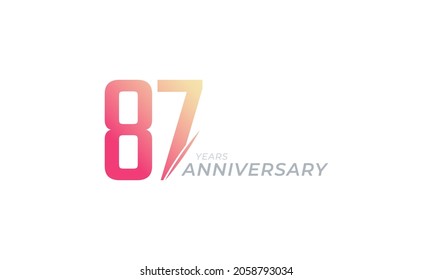 87 Year Anniversary Celebration Vector. Happy Anniversary Greeting Celebrates Template Design Illustration