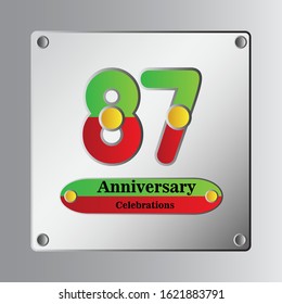 87 Year Anniversary Vector Template Design Illustration