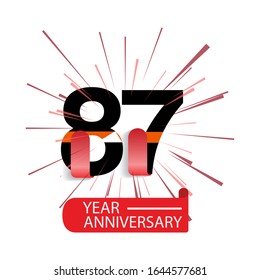 87 Year Anniversary Vector Template Design Illustration