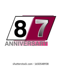 87 Year Anniversary Vector Template Design Illustration
