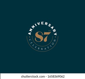 87 years anniversary or birthday celebration design template Vector.