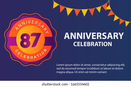 87 years anniversary celebration logo vector template design illustration