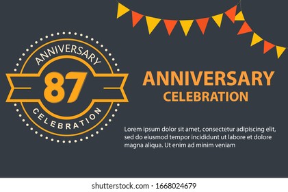 87 years anniversary celebration logo vector template design illustration