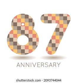 87 years anniversary celebration. Logo  on white background. Vector illustration for invitation card, celebration, greeting card, cover, label, flyer.