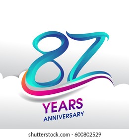 87 Years Anniversary celebration logo, birthday vector illustration