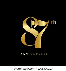 87 Years Anniversary Celebration Logotype Overlapping Stock Vector ...