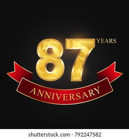 87 years anniversary celebration logotype black background.