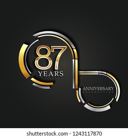 87 Years Anniversary Celebration Logotype,template elements for birthday celebration