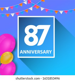 87 Years Anniversary Celebration Vector Template Design Illustration