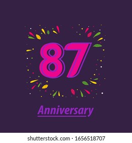 87 Years Anniversary Celebration Vector Template Design Illustration