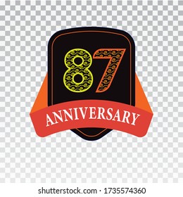 87 Years Anniversary Celebration Vector Template Design Illustration