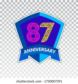 87 Years Anniversary Celebration Vector Template Design Illustration