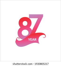 Ilustración de diseño de plantillas vectoriales de celebración de 87 años