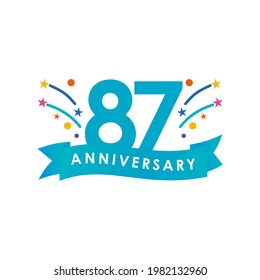 87 Years Anniversary Celebration Vector Template Design Illustration. Vector Eps10