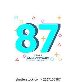 87 Years Anniversary Celebration Vector Template Design Illustration