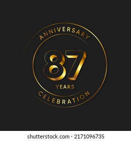 87 Years Anniversary Celebration, Vector Design Illustration Template