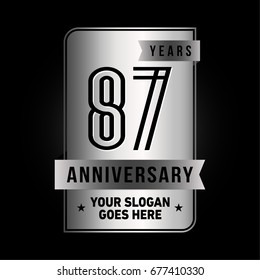 87 years anniversary design template. Vector and illustration.