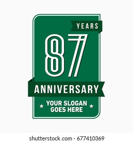 87 years anniversary design template. Vector and illustration.