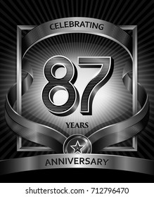 87 years anniversary design template for invitation, advertising, banner, vector design