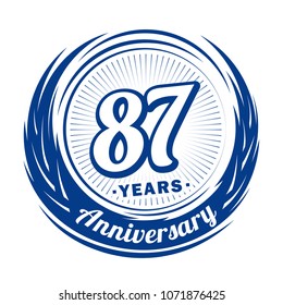 87 years anniversary. Anniversary logo design. 87 years logo.