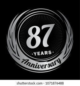 87 years anniversary. Anniversary logo design. 87 years logo.