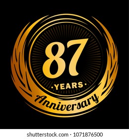 87 years anniversary. Anniversary logo design. 87 years logo.