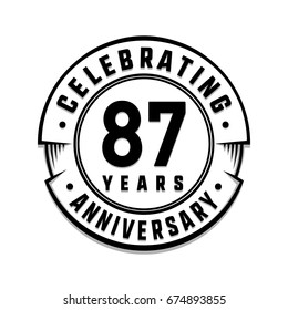 87 years anniversary logo template. Vector and illustration.
