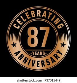 87 years anniversary logo template. Vector and illustration.