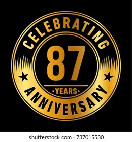 87 years anniversary logo template. Vector and illustration.
