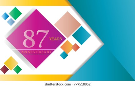 87 years anniversary logo, vector design birthday celebration with colorful geometric background