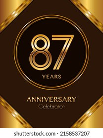 87 Years Anniversary logotype. Anniversary celebration template design for booklet, leaflet, magazine, brochure poster, banner, web, invitation or greeting card. Vector illustrations.