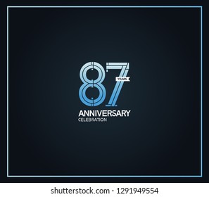 87 years anniversary logotype with cross hatch pattern blue color for celebration