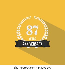 87 Years Anniversary with Low Poly Design and Laurel Ornaments